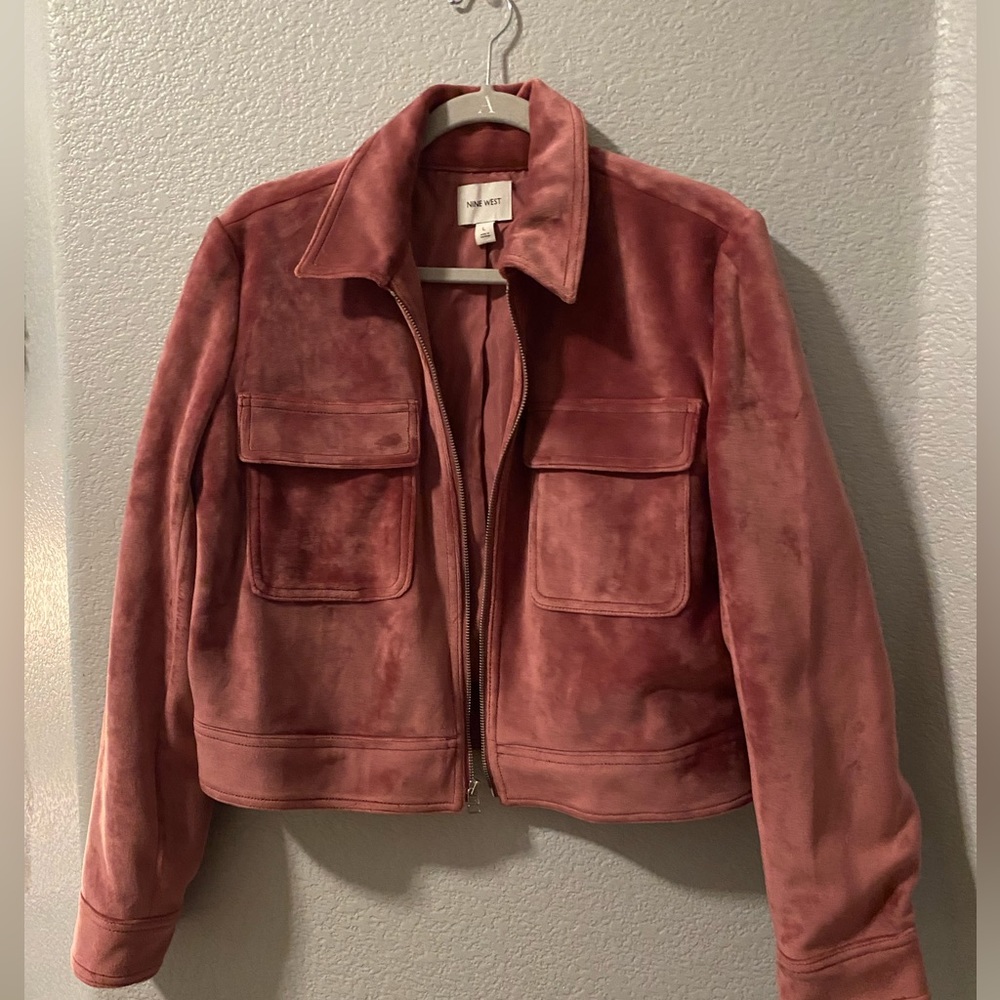 Nine West pink suede jacket, size large